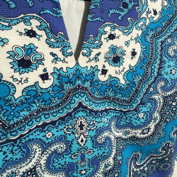 Rsvp by Talbots Paisley Shell Blouse Top Womens Size 16 Blue White Boho - Picture 2 of 9